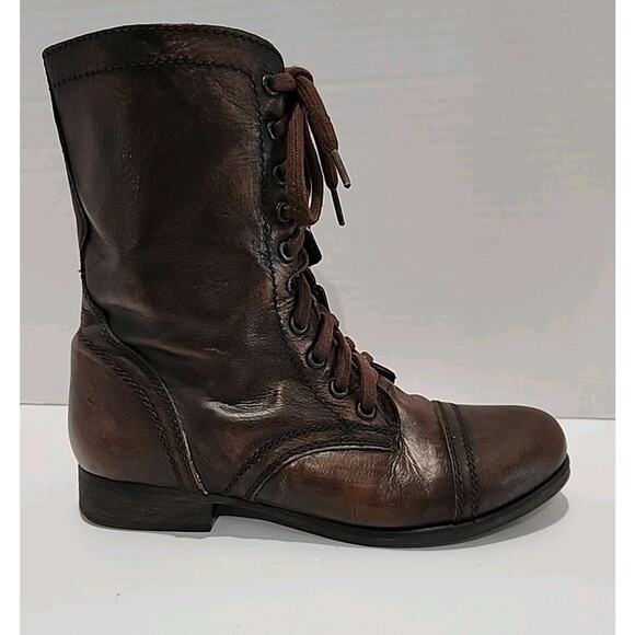 Steve Madden Leather Women's Size 8 Troopa Brown Combat Boots - Picture 5 of 16